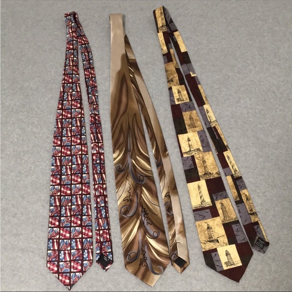 Roper J Garcia Eagles Wings Silk Bundle Ties Flags Lighthouse Americana - Picture 1 of 7